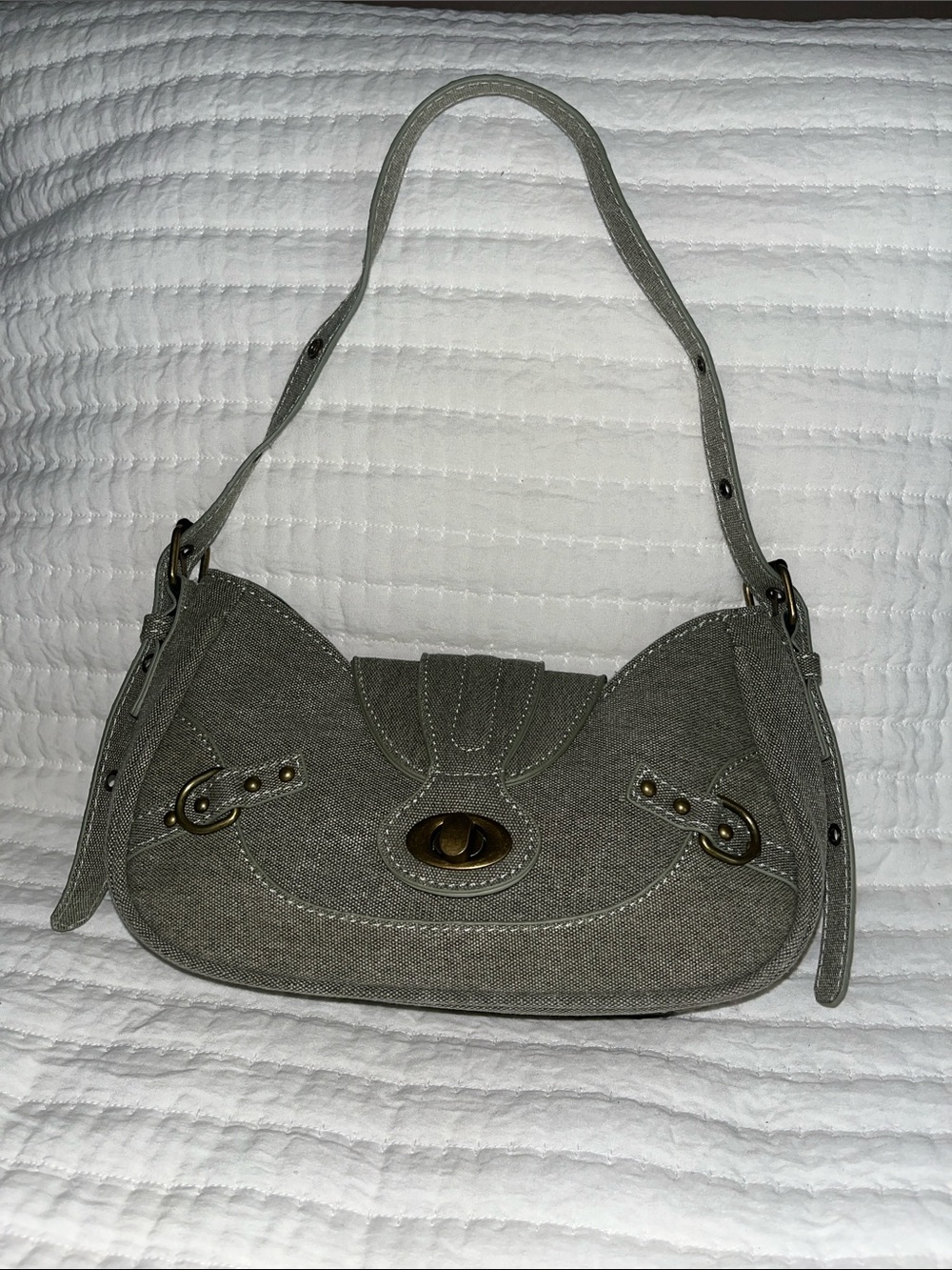 Stylish Gray Shoulder Bag - Neutral Gray Women's Handbag